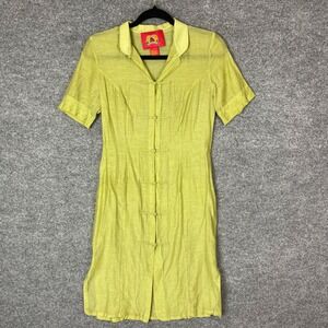 Vintage‎ Shanghai Tang Lime Green Silk Cotton Asian Style Dress Size 4
